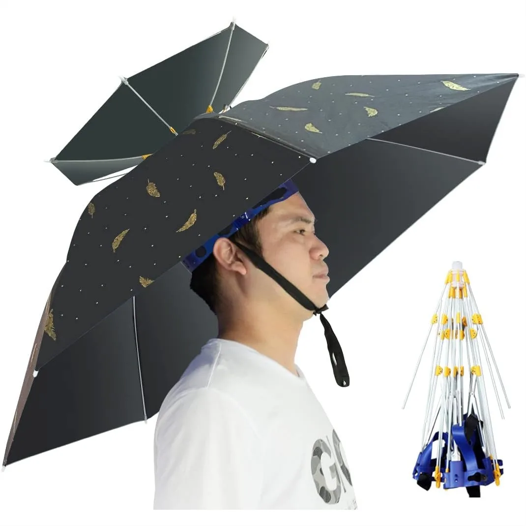 Golf Umbrella Large - Regenschirm-Hut, faltbar, verstellbar, Sonnen- und Regenkappe,