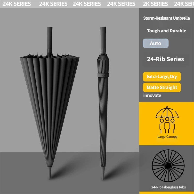 Golf Umbrella Large - Extragroßer 24-Rippen-Regenschirm mit Langem Griff Automatischer
